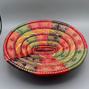 Traditional Handwoven Round Bread Fruit Basket Tray Ethiopian Decoration
